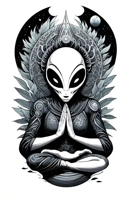 dmt alien space kambo meditation scene tattoo design idea