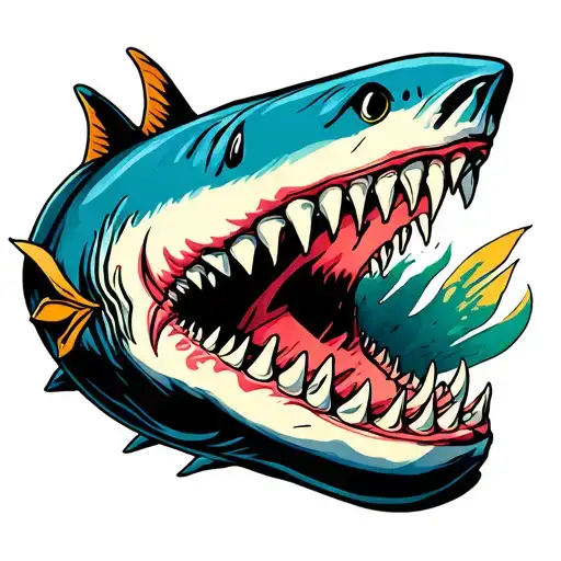  shark jaws and teeth tattoo design idea