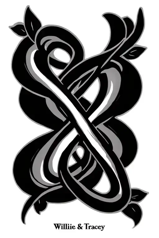 "Willie & Tracey " infinity symbol intertwined tattoo design idea