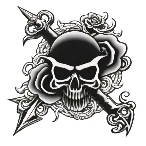 skull rose bones flames 999 anchor cross tattoo design idea