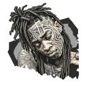 emo,depression,anxiety,darkness,introvert,lonely,suicidal,sad,dark skinned male,dyed short dreads fully hiding face,teen tattoo design idea