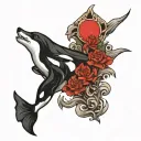 wolf and orca whale tattoo design idea