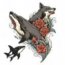 wolf and orca whale tattoo design idea