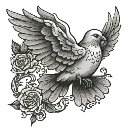 dove of peace with 999 juice wrld tattoo design idea