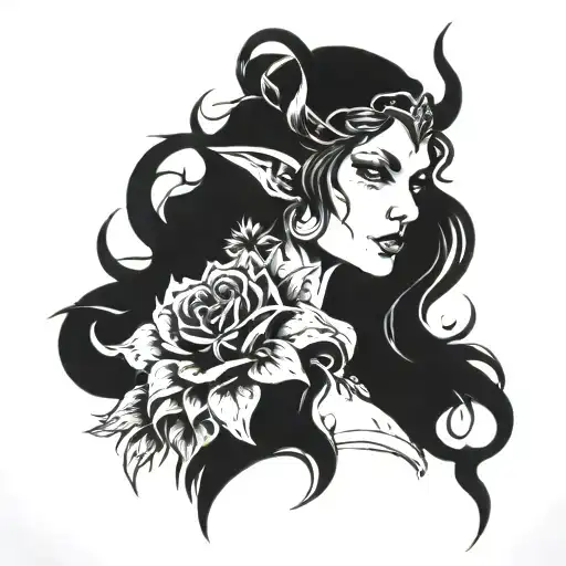 Lilith Queen hell tattoo design idea