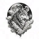 wolf moon clouds tattoo design idea