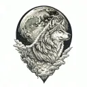 wolf moon clouds tattoo design idea