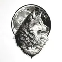 wolf moon clouds tattoo design idea