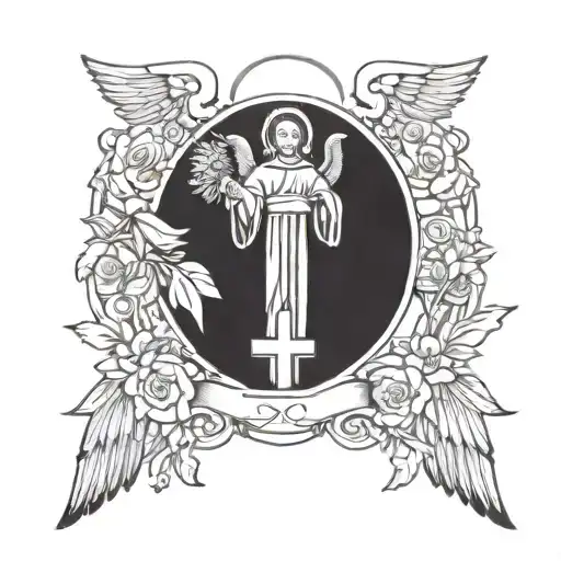 catholic angel protection tattoo design idea