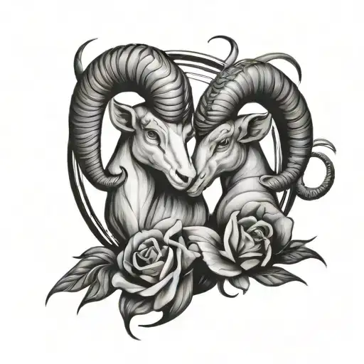 Aries and Capricorn zodiac sign tattoo design idea