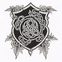 shield celtic knot roots surrounded tattoo design idea