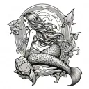 Mermaid On A Rock tattoo design idea