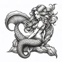 Mermaid On A Rock tattoo design idea