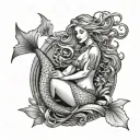 Mermaid On A Rock tattoo design idea