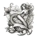 Mermaid On A Rock tattoo design idea