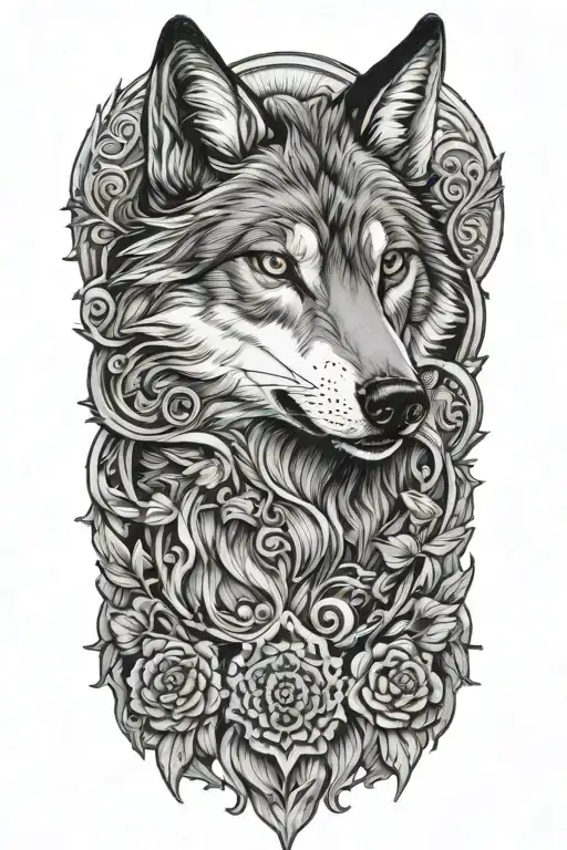 Wolf women tattoo design idea