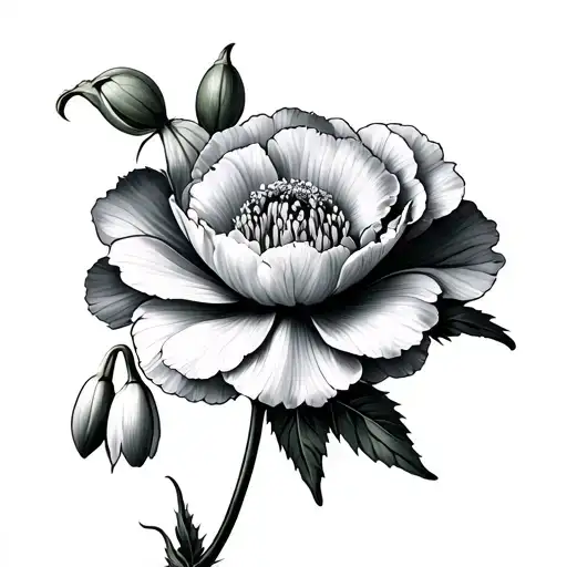 Carnation And Snowdrop tattoo design idea