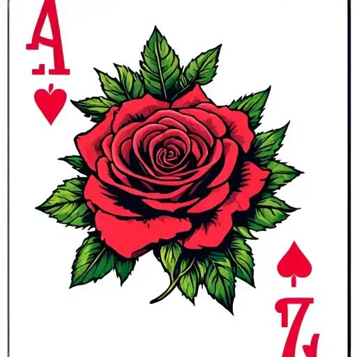poker cards with roses and date tattoo design idea