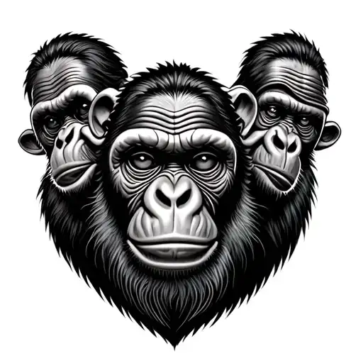 3 Wise Monkeys traditional tattoo design idea