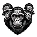 3 Wise Monkeys traditional tattoo design idea