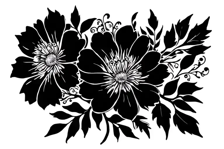 a bunch of flowers with leaves and vines  tattoo design idea