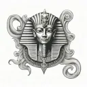 Theater mask of king tut sad and happy  tattoo design idea