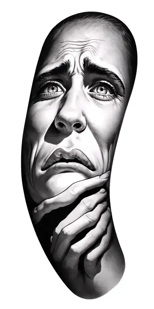 sad happy face tattoo design idea