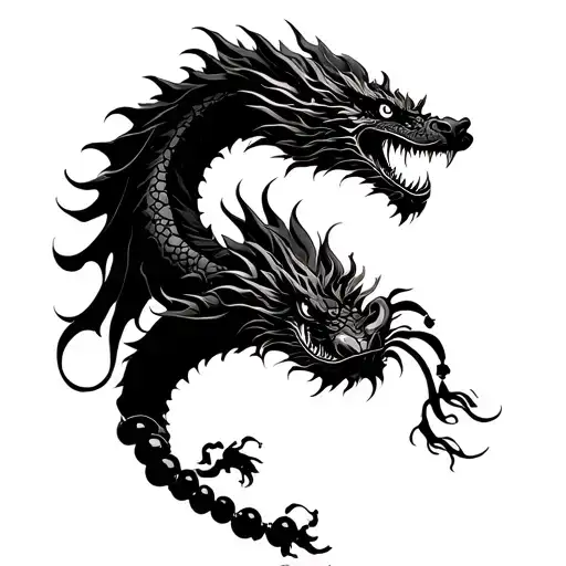 chineese dragon warped around praying beads tattoo design idea