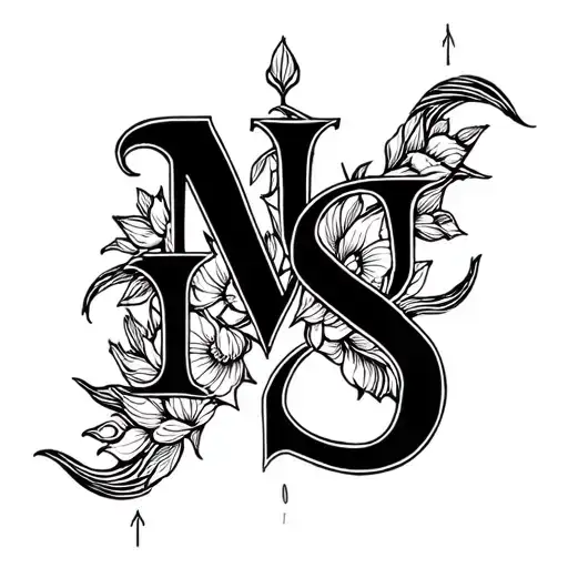 m s  calligraphy fineline tattoo design idea