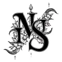 m s  calligraphy fineline tattoo design idea