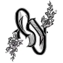 m s  calligraphy fineline tattoo design idea