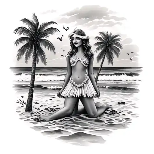 Gingerbread woman on the beach tattoo design idea