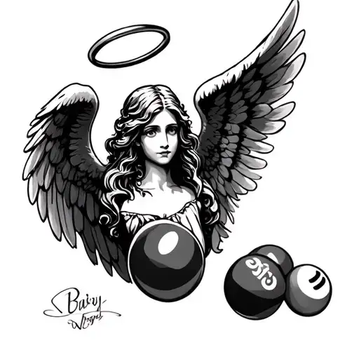 skittle with angel wings and halo  tattoo design idea