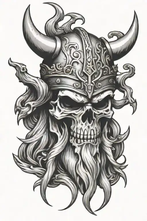 viking skull devil tattoo design idea