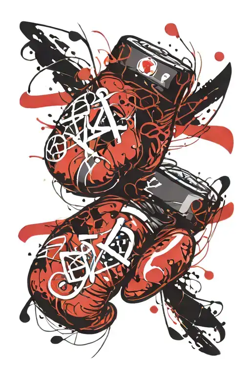 cross cancer ribbon boxing gloves intertwined tattoo design idea