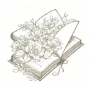 open book with flowers coming out of it tattoo design idea