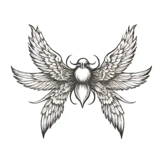 seraphim angel, 6 wings, eye in the centre tattoo design idea