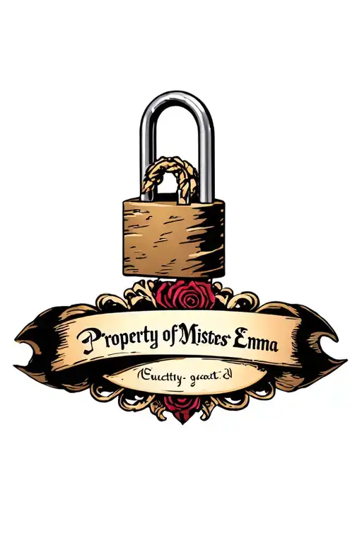 "Property_of Mistress Emma" chastity cuckold padlock maid tattoo design idea