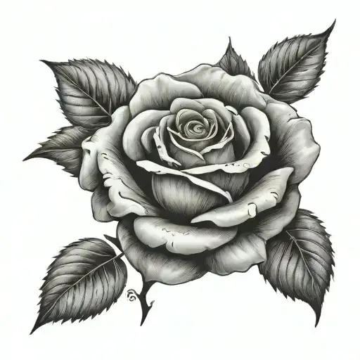 stipple rose with smoke tattoo design idea