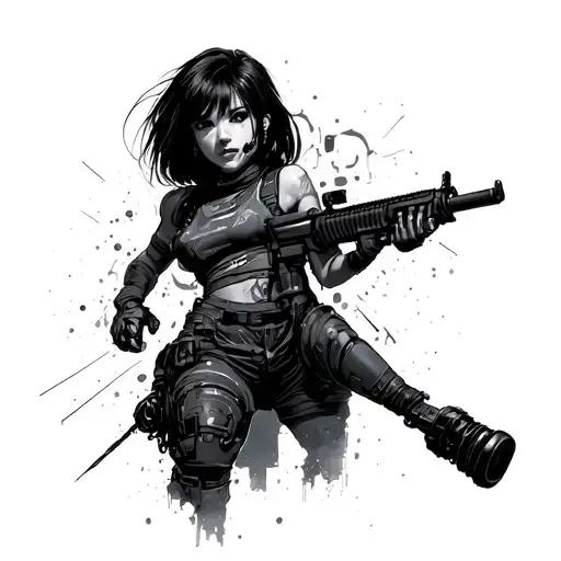 cyberpunk edgerunner Rebecca tattoo design idea