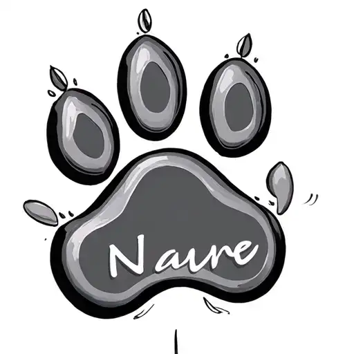 paw print with pet name tattoo design idea