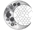 minimalistic moon builded with hexagons tattoo design idea