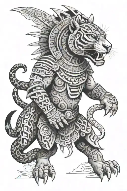 aztec jaguar warrior tattoo design idea