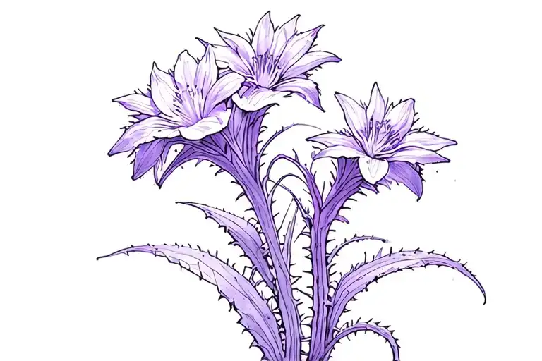 venus flytraps and their white flowers with violet shading tattoo design idea