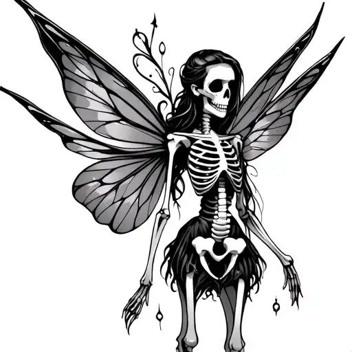 skeleton fairy tattoo design idea