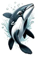 Beluga Whale with bubbles tattoo design idea