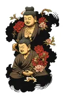 dragkn and buddha inner peace tattoo design idea