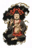dragkn and buddha inner peace tattoo design idea