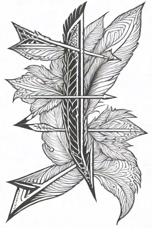 arrow with feathered fletching intwined tattoo design idea