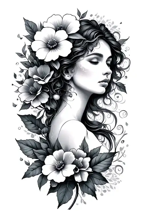 flowers, empowering, growth, femininity strength tattoo design idea